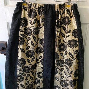 Vintage 70s 80s Gold Black Prairie Maxi Skirt M